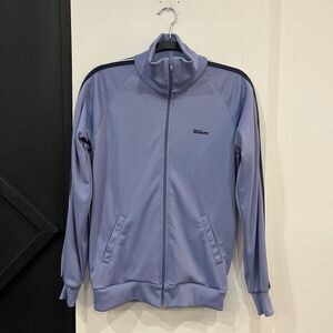 Vintage Wilson Women’s Track Tennis Purple Jacket Zip Up Size Medium Tall
